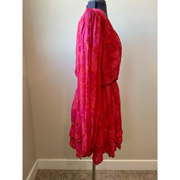 Revolve Hemant & Nandita Fusha Pink Indu Mini Dress, Floral NO Belt, Size XL - Picture 6 of 11